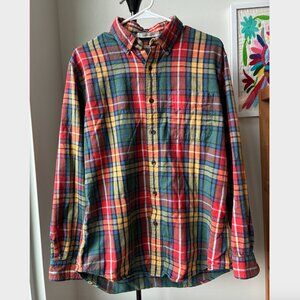 L. L. Bean Men's Rainbow Scotch Plaid Flannel Slightly Fitted Shirt - Size M